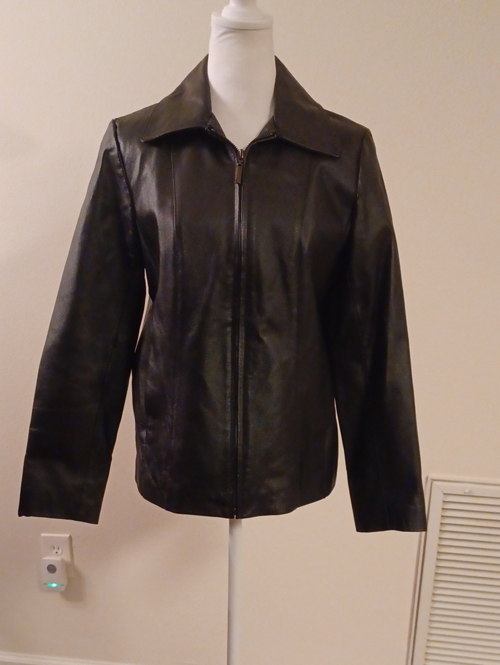> New York & Company Black Leather Zip Jacket